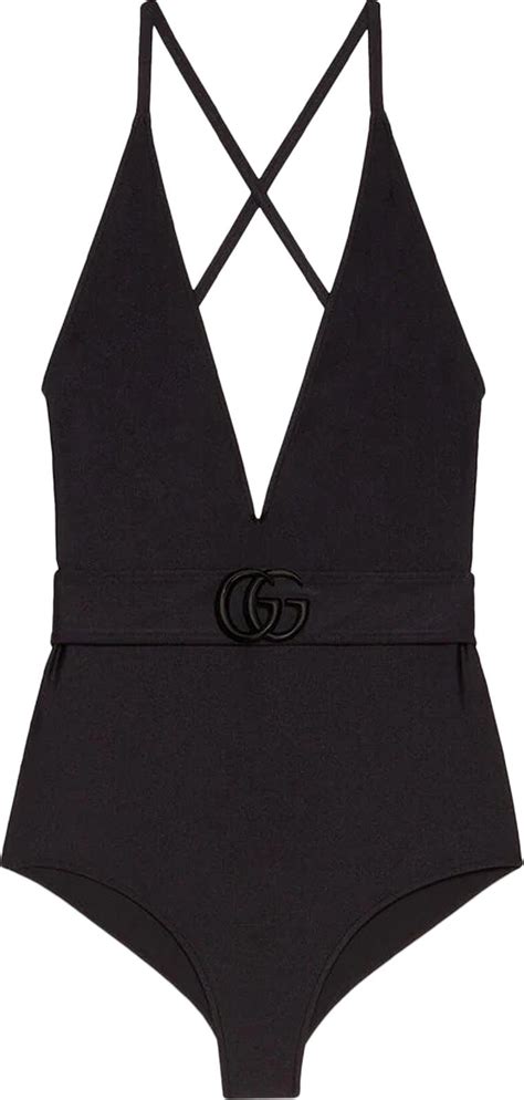 black gucci swimsuit.